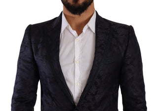 Blauer Seidenjacquard-Mantel mit Blumenmuster MARTINI Blazer