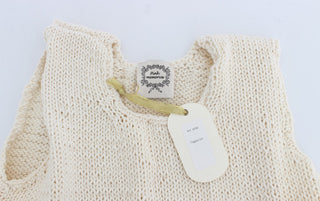 Suéter sin mangas de mezcla de algodón beige