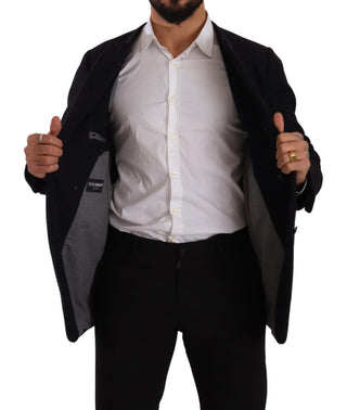 Gray Alpaca Button Down Men Coat Jacket