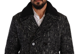Black Wool Double Breasted Coat Men Jacket