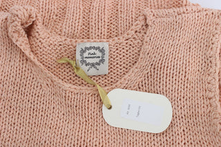 Suéter sin mangas de mezcla de algodón rosa