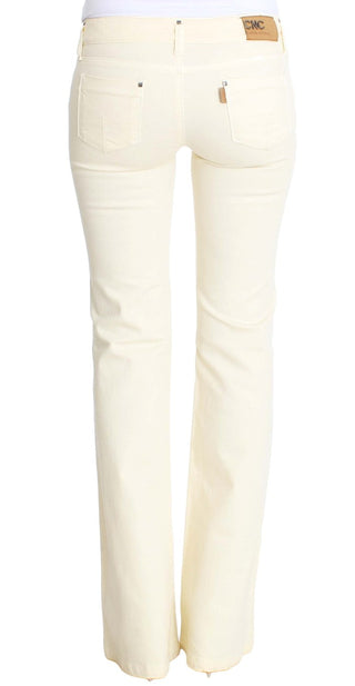 White Cotton Stretch Flare Jeans