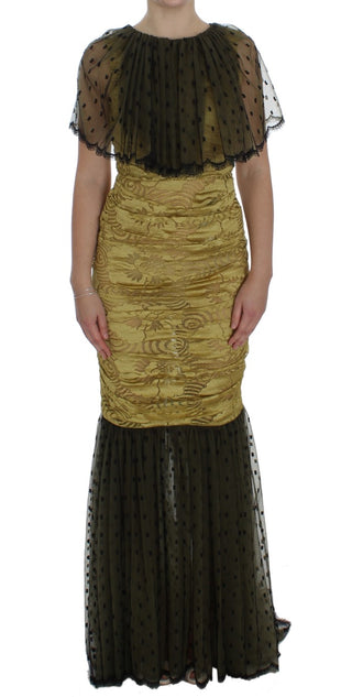 Vestido de encaje floral amarillo y negro