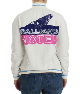 Suéter de sudadera con cremallera simulada blanca