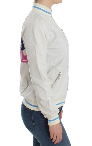 Suéter de sudadera con cremallera simulada blanca