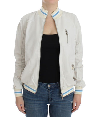 Suéter de sudadera con cremallera simulada blanca