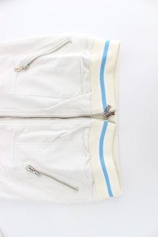 Suéter de sudadera con cremallera simulada blanca