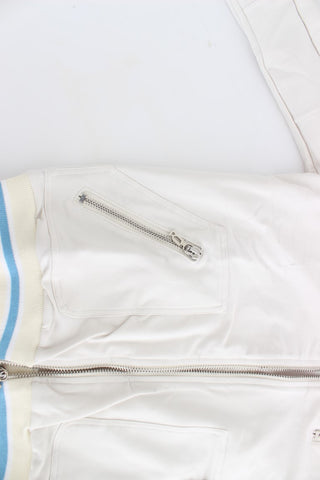 Suéter de sudadera con cremallera simulada blanca