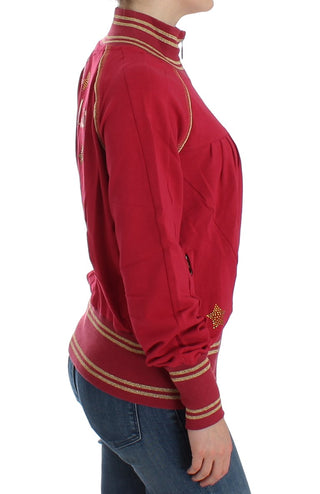 Suéter de sudadera con cremallera simulada rosa