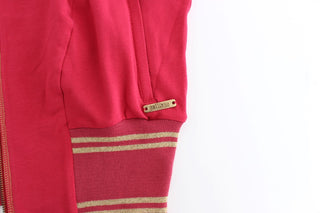Suéter de sudadera con cremallera simulada rosa