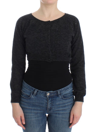 Graue Strickwollstrickjacke