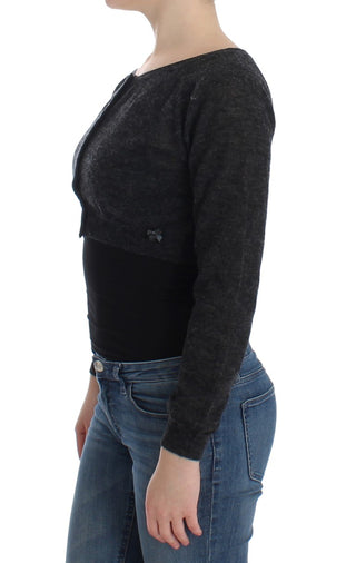 Graue Strickwollstrickjacke