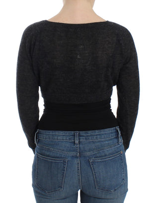 Graue Strickwollstrickjacke