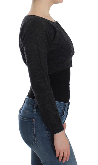 Graue Strickwollstrickjacke
