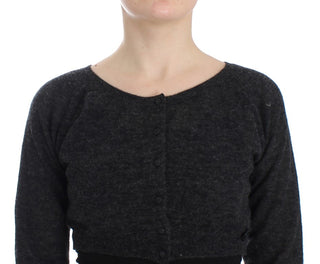 Graue Strickwollstrickjacke