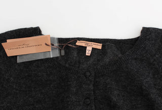 Graue Strickwollstrickjacke