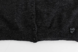 Graue Strickwollstrickjacke
