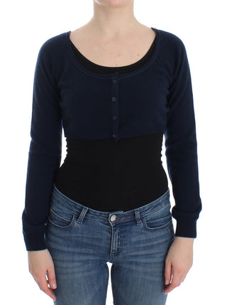 Blauer Kaschmir-Cardigan-Pullover
