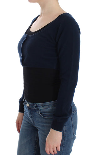 Blauer Kaschmir-Cardigan-Pullover