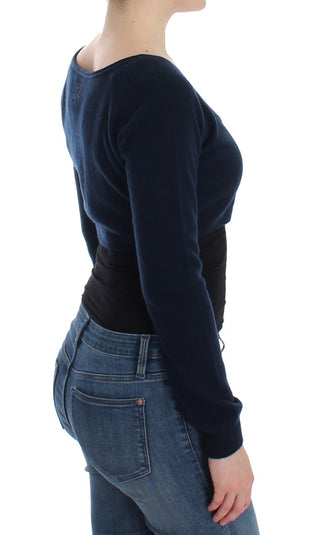 Blauer Kaschmir-Cardigan-Pullover