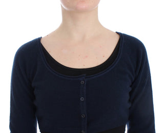 Blauer Kaschmir-Cardigan-Pullover