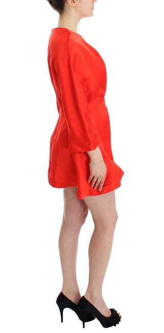 Vestido mini de lino rojo con mangas 3/4