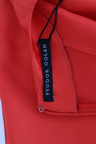 Vestido mini de lino rojo con mangas 3/4