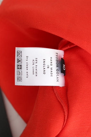 Vestido mini de lino rojo con mangas 3/4
