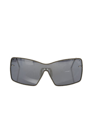 Schwarze Damen-Sonnenbrille mit Metallic-Fasern