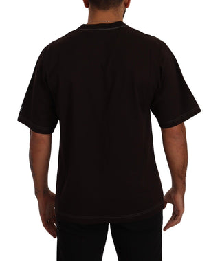 Bordeaux Baumwoll-T-Shirt mit L-Amore-Print und Rundhalsausschnitt
