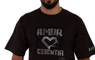Bordeaux Baumwoll-T-Shirt mit L-Amore-Print und Rundhalsausschnitt
