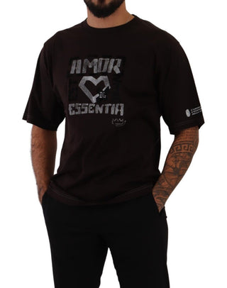Bordeaux Baumwoll-T-Shirt mit L-Amore-Print und Rundhalsausschnitt
