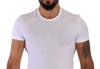 Weißes, rundhals Baumwoll-Stretch Unterzieh-T-Shirt