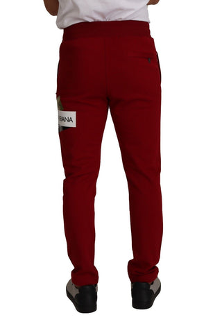 Pantalones de Chándal de Algodón Rojo con Parche de Logo