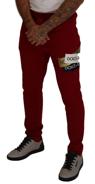 Pantalones de Chándal de Algodón Rojo con Parche de Logo
