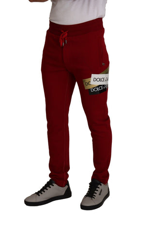 Pantalones de Chándal de Algodón Rojo con Parche de Logo
