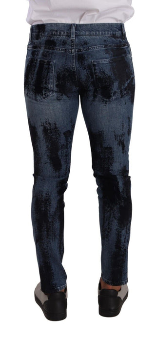 Blaue schwarze Röhrenjeans aus Baumwolle