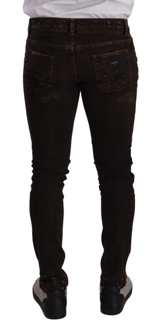 Braune Used-Look Skinny Jeans in schmaler Passform