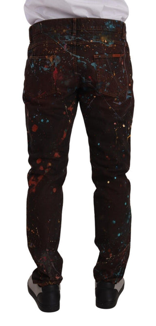 Braune Splash Color Baumwolle Regular Denim Jeans
