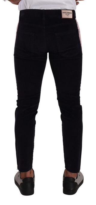 Blaue Cord-Stretch-Röhrenjeans aus Baumwolle