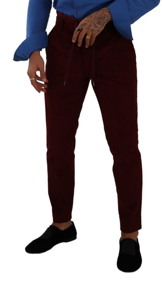 Bordeaux Samt Herren Anzughose