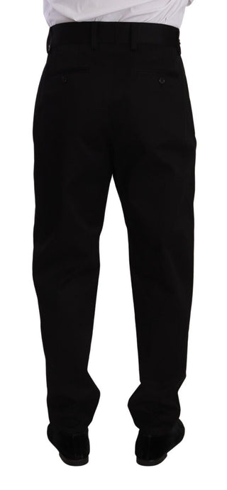Schwarze Baumwoll-Herrenhose mit hohem Bund