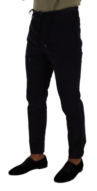 Blue Cotton Skinny Corduroy Trouser Pants