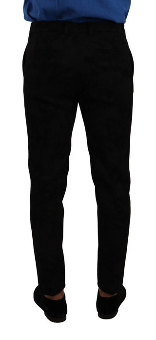 Pantalones formales ajustados de brocado negro