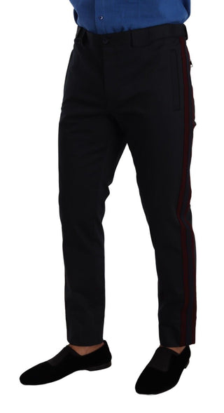Blaue Bordeaux Baumwoll-Chino-Hose mit schmalem Bein