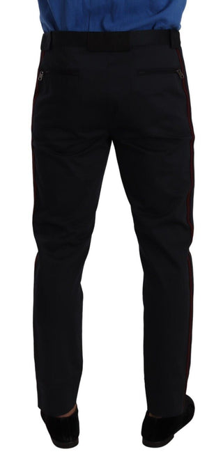 Blaue Bordeaux Baumwoll-Chino-Hose mit schmalem Bein