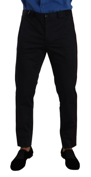 Blaue Bordeaux Baumwoll-Chino-Hose mit schmalem Bein