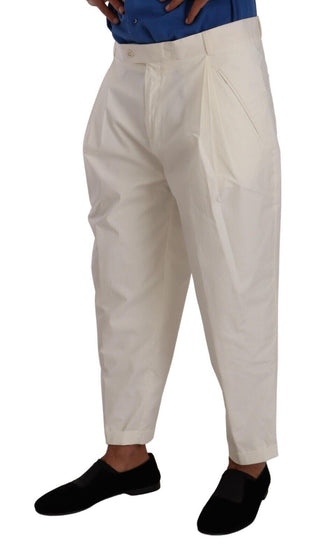 Pantalones de vestir tapered de algodón blanco para hombres
