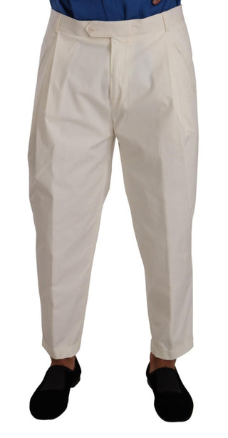 Pantalones de vestir tapered de algodón blanco para hombres
