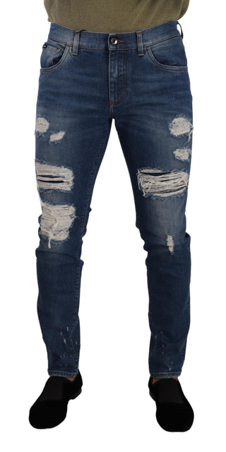 Blaue Jeans aus Stretch-Baumwolle, schmal geschnitten